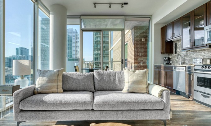 Waller Creek District Apartment | Luxe Downtown 1BR w/Gym, Deck & W/D, walk to 6th St bars, by Blueground