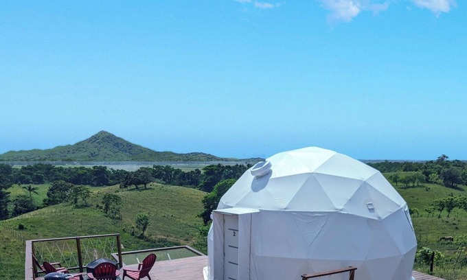 Miches Cottage | Luxurious Dome set on hillside with views to a lagoon, the ocean and mountains