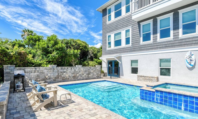 Butler Beach House | Luxury 8BR Ocean Views, Pool & Heated Spa, Walk to the Beach! 360 Views from Top