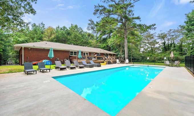 East Point Villa | Luxury Hidden Oasis 4BR Pool 2 Acres ATL