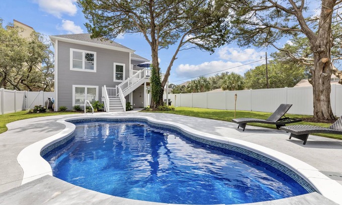 Ash House | Luxury Home Private Htd Pool w/WaterfallnBack Yard Oasis just Steps to Beach!