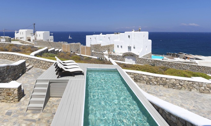 Agios Ioannis Villa | Luxury Myconian Sunset Villa with Private Pool, 5Km to Windmills