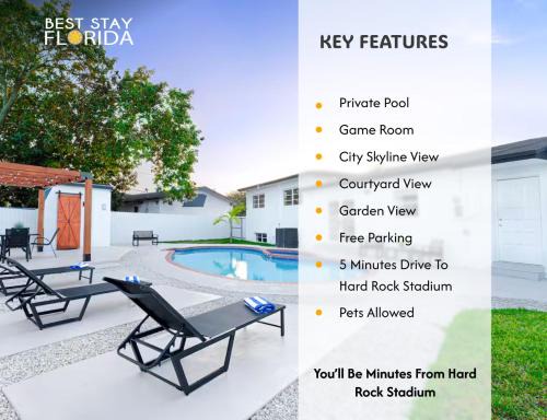 Miami Gardens Villa | Modern Pool Villa Near Beach & Stadium