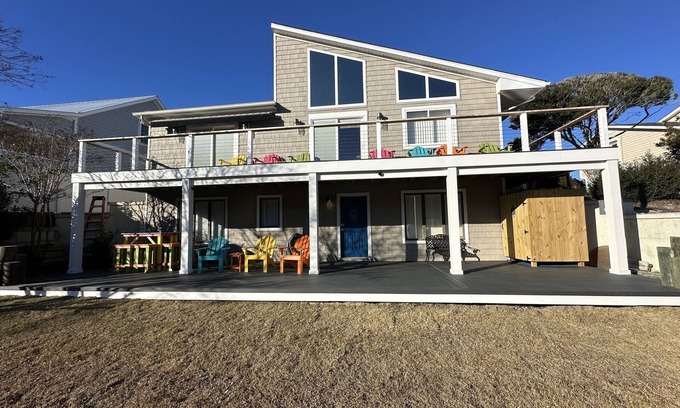 Pine Knoll Shores House | Mystic Pelican on The Canal. Dock. Beach.