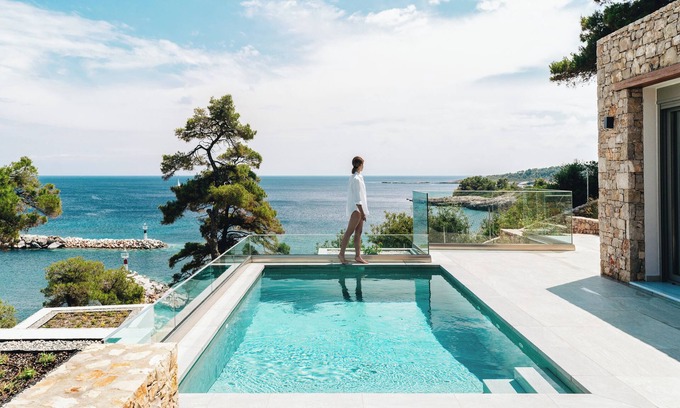 Patitiri Villa | Ocean-front villa, private pool in Alonissos island, Greece. Panoramic sea view.