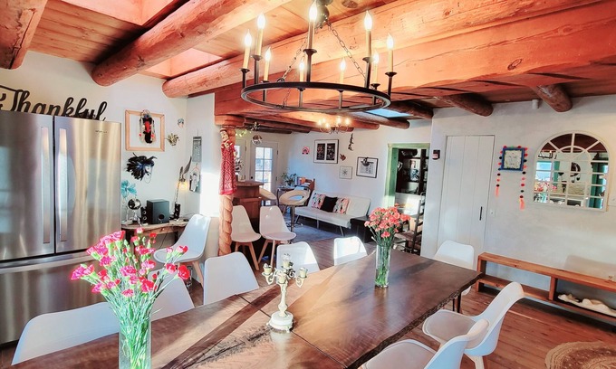 Embudo House | Private Beach on Rio Grande Adobe Historical Artist Family Home near Ski Valley