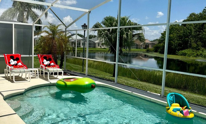 Chatham Park House | Private pool with a beautiful view overlooking the lake! Near Disney & Universal