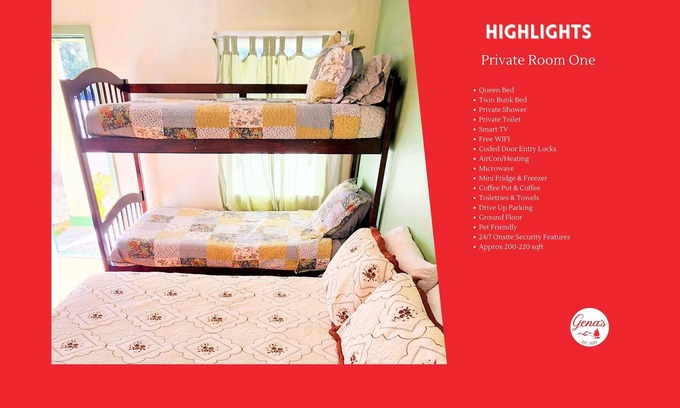 Dunlap Apartment | Private Room #1: Queen + Bunk & Private Bath