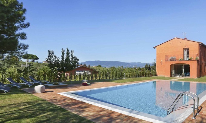 Colle di Compito Villa | Private Villa with A/C, private pool, WIFI, TV, balcony, panoramic view, parking, close to Lucca