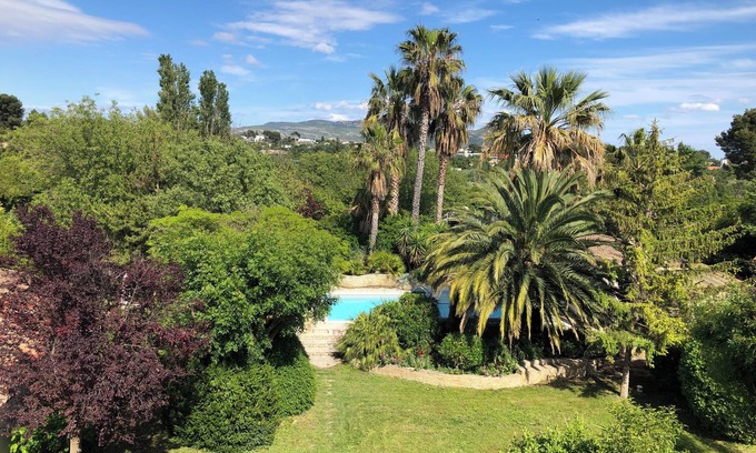 Chateau Gombert House | Property with swimming pool, garden and sports field.