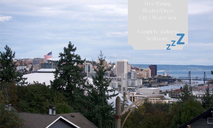 Eastside Condo | Quiet condo Steps to Tacoma Dome~Bay & City VIEWS!