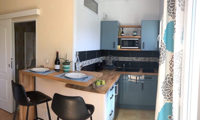 Viriat Apartment | Quiet studio bathroom kitchen wc swimming pool & parking