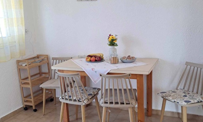 Milatos Beach Apartment | Right on the beach, panoramic sea view, mountain view, family friendly