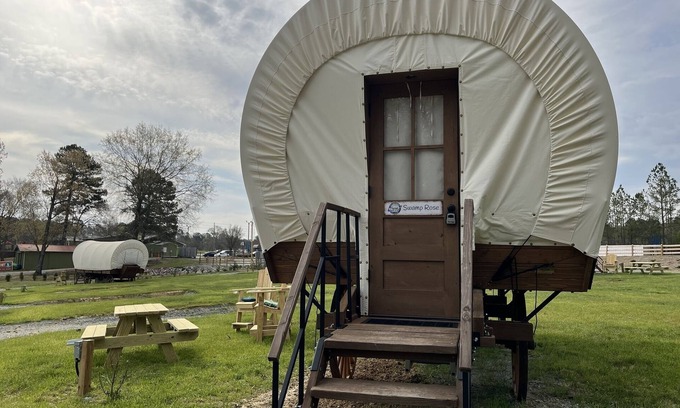 Lillington House | River-Front Wagon Glamping- The Dogwood
