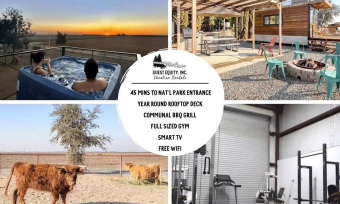 Tulare House | Rooftop Spa! Tiny Home on the Farm with Gym