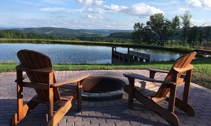 Dansville Cabin | Rustic Log Cabin with Pond and Breathtaking View