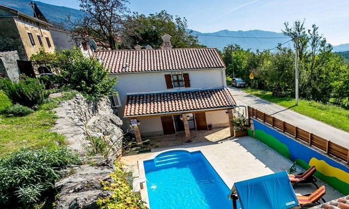 Krsan Villa | Rustic villa with pool, terrace and great views
