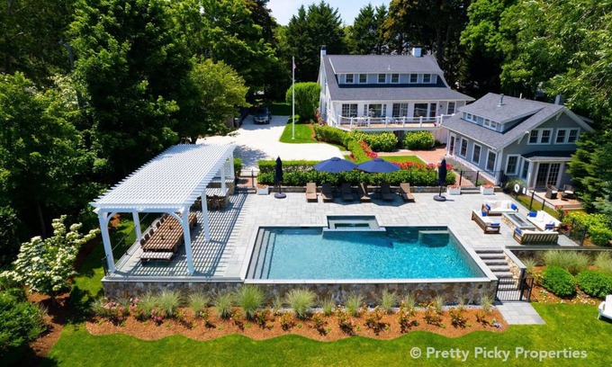 Orleans House | "Second Wind" :039-O An Orleans Estate with large heated pool, spa, on Town Cove; sleeps 24