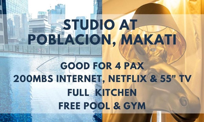Downtown Apartment | Studio for 4 with Netflix, 55in TV, 200Mbs net, in heart of Makati