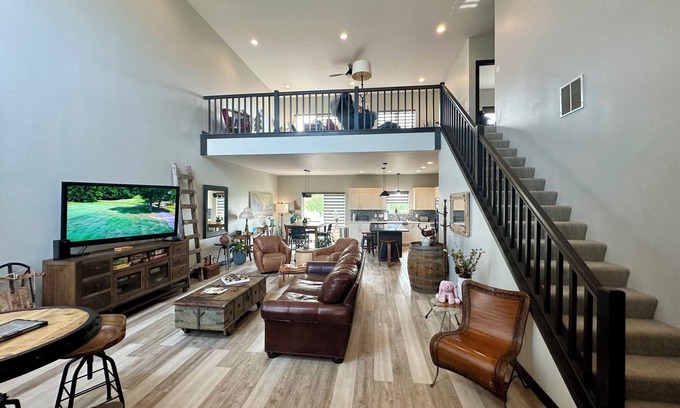 Sioux Falls House | Studio Loft Style Home in Sioux Falls w/Master Suite on main, Hot tub, & Sauna