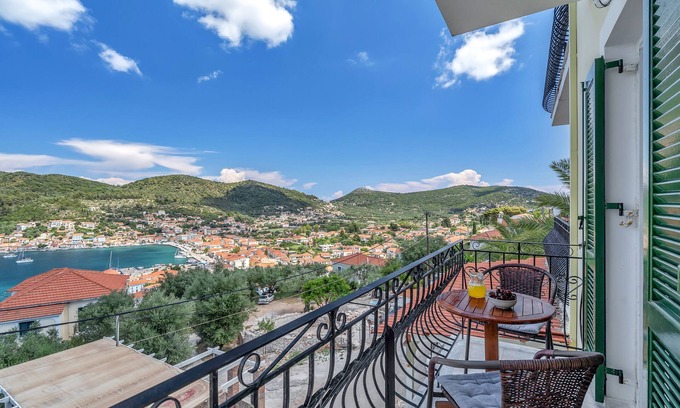 Vathy Apartment | Studio 'Veronis 6' with Sea View, Shared Pool & Wi-Fi