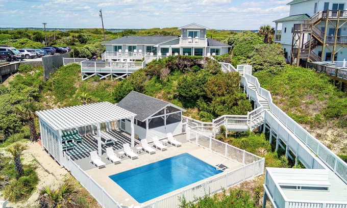 Indian Beach House | Stunning 6 BR Oceanfront Retreat located on a more secluded part of the island