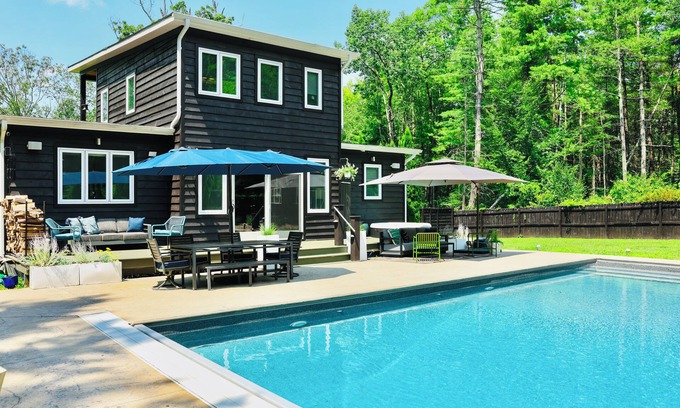 Mount Tremper House | Stylish Catskills Retreat - Heated Pool, Hot Tub, Fenced Yard, Dogs OK