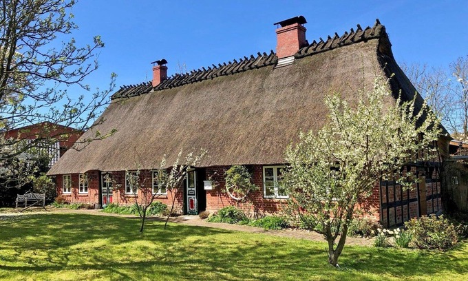 Saustrup House | Stylish thatched house "Schöne von Angeln" in picturesque surroundings with a beautiful garden and two terraces that let you catch the sun's rays at any time of day and are ideal for families and couples traveling together who want to enjoy the peace and.