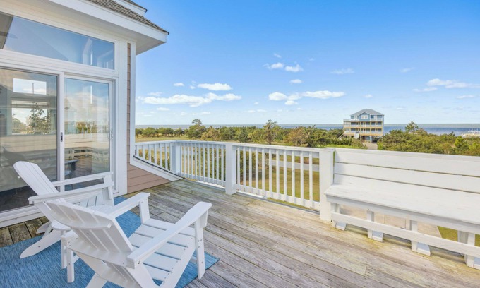 Wind Over Waves House | SUMMER SAVINGS Semi-Soundfront Dog Friendly w Pool, Hot Tub, Elevator, Cmty Dock
