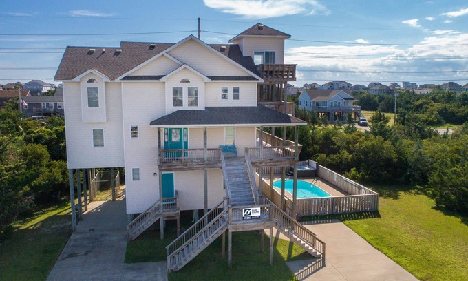 Wind Over Waves House | SUMMER SAVINGS-Sound Views, Dog Friendly w/Private Pool, Hot Tub, & Boat Access
