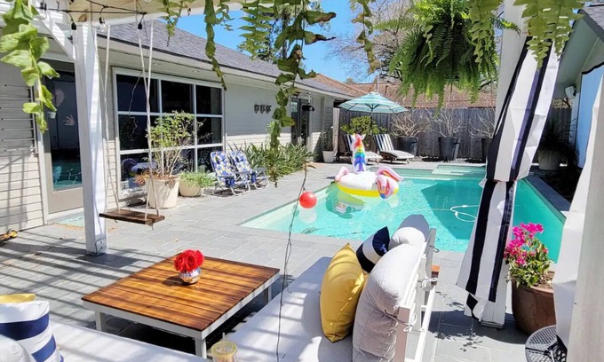 Greater Heights House | Summer vibes with pool/hot tub and backyard paradise