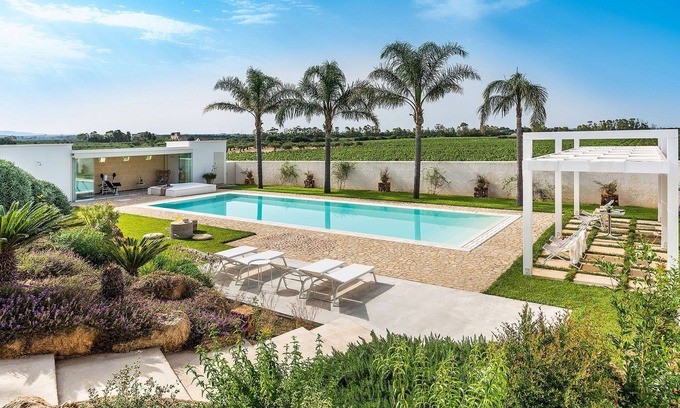 Trapani Villa | Sun Stone Villa with garden and pool