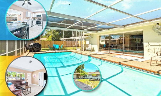 Harbor Bluffs House | 🏖️ Sunshine, Beaches and a Beautiful Pool Inside a Large Screened in Lanai!