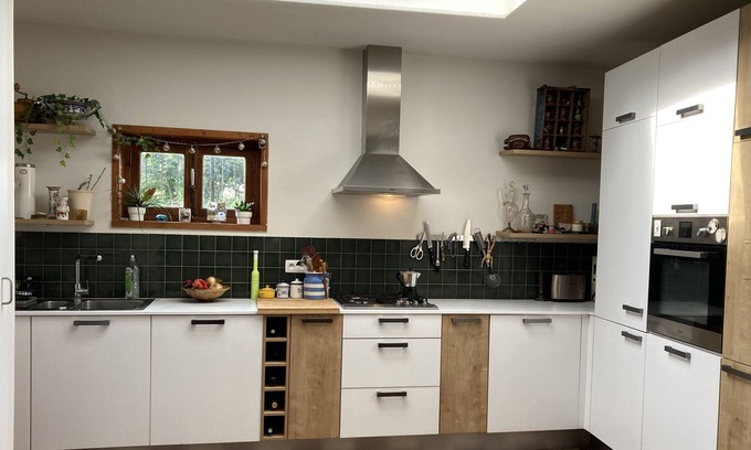 Veeweide House | The Little Green House in the cobbled street