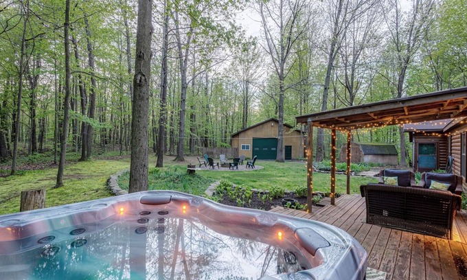 Fennville House | The Whole Shebang: Hot Tub, Fire Pit, Game Room, Secluded Retreat