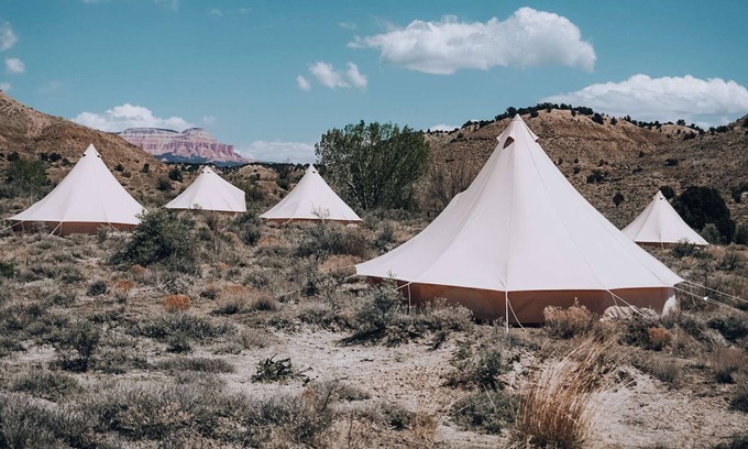 Tropic House | Triple Tent w/ Shared Bathroom - Beauty awaits you just past the red cliffs.