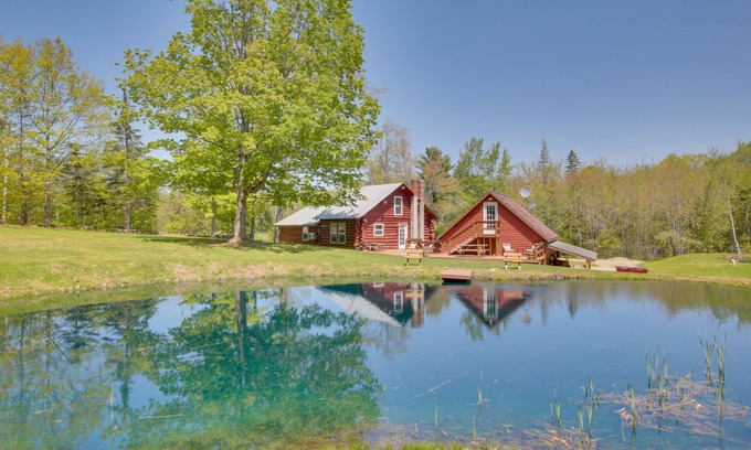Freedom Cabin | Unique Maine Log Cabin w/Trout Ponds & Sauna!