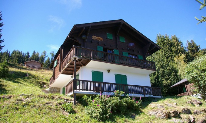 Riederalp Ski Chalet | Upper floor of cozy chalet with big balcony & stunning views