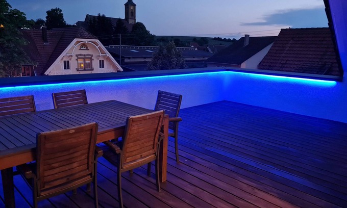 Ostringen Apartment | Vacation apartment "Penthouse Tiefenbach" with private wooden terrace on the roof and WLAN
