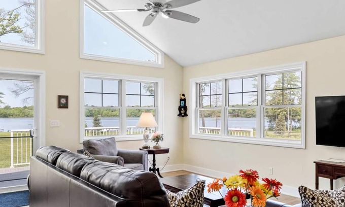 Kendall House | Vast Lakefront Home with Rec Room and Fire Pit