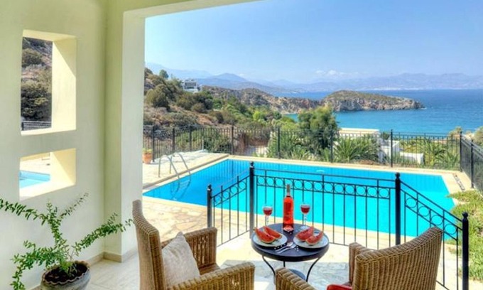 Istron Villa | Villa Ares with private pool and a spectacular seaview 150m from the beach