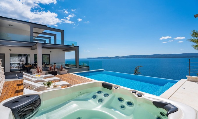 Mimice Villa | VILLA HRID Luxury beachfront villa, Jacuzzi, heated infinity pool with massage