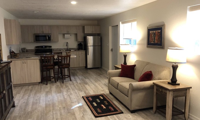 Whitefish Apartment | Walk out into the woods from this studio apartment located close to state lands.
