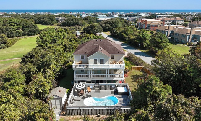 Sea Scape House | Worthington Lane: Pool, Hot Tub, Golf Course View