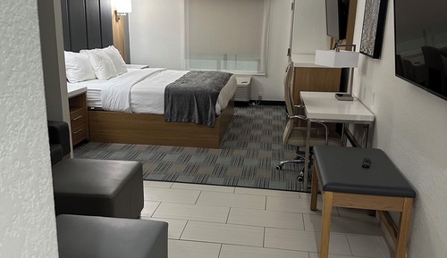 Suite, 1 King Bed with Sofa bed, Roll-in Shower (2 TVs, Mobility Accessible)