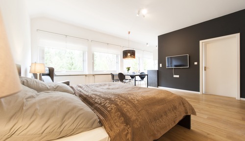 Design Studio, 1 Queen Bed, Kitchen, Garden View