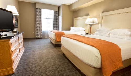 Suite, 2 Queen Beds, Accessible, Refrigerator & Microwave (2 Rooms, Roll in Shower, Sofabed)