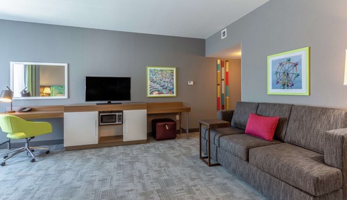 Room, 1 King Bed with Sofa bed, Refrigerator & Microwave