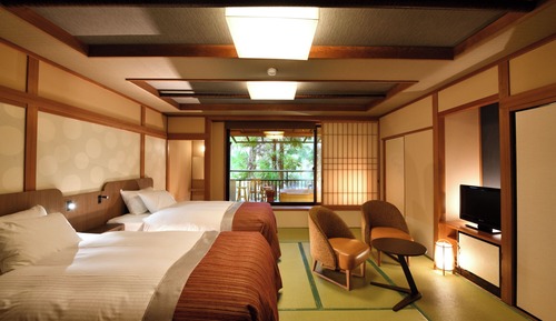 [Hana] Japanese Style Twin Bed Room with Private Open-Air Bath