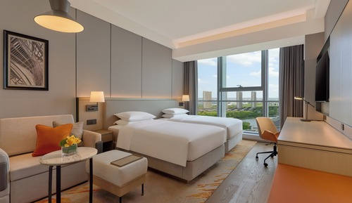 Room, Multiple Beds, City View